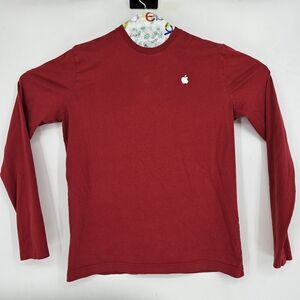 Apple Store Shirt Mens Small Red Logo Employee Staff Pullover Long Sleeve